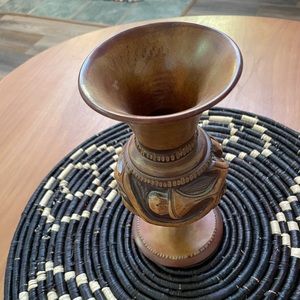 Hand-Carved Wood Vase